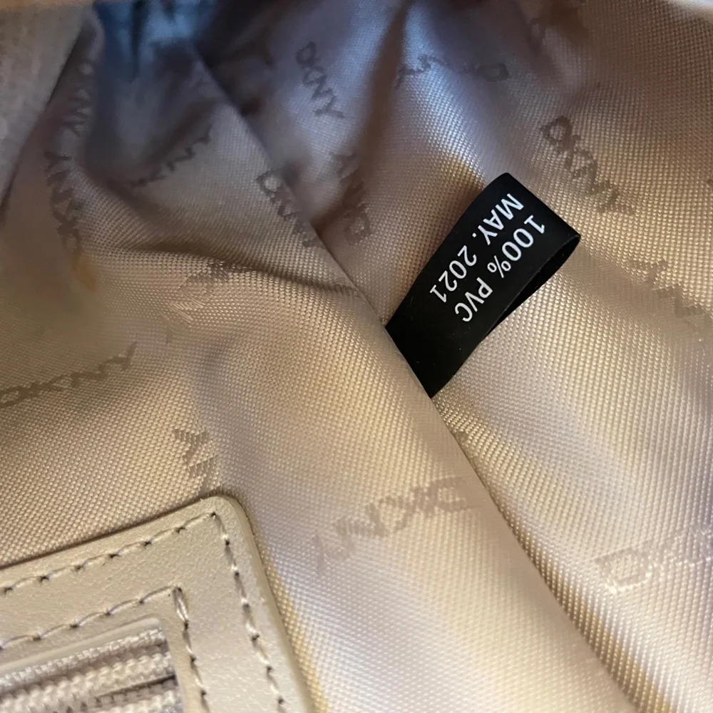 DKNY Light Gray Leather Backpack